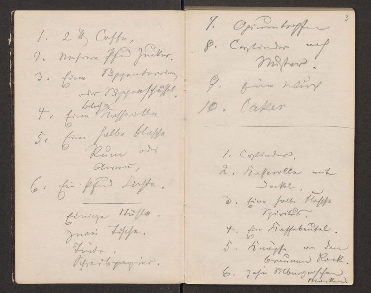 Notizbuch A10, Liste von Besorgungen